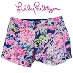 Lilly Pulitzer Shorts Callahan Cotton Mini Womens 2 Colorful Summer‎ Art to Wear